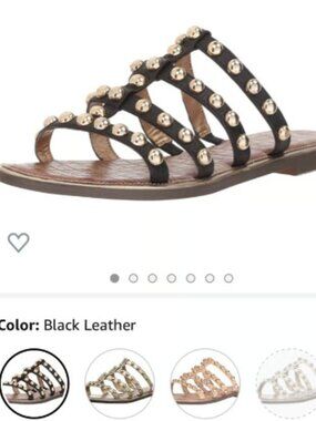 Sam Edelman Glenn Sandal- Black Leather w/ Gold Studs, Size 10M